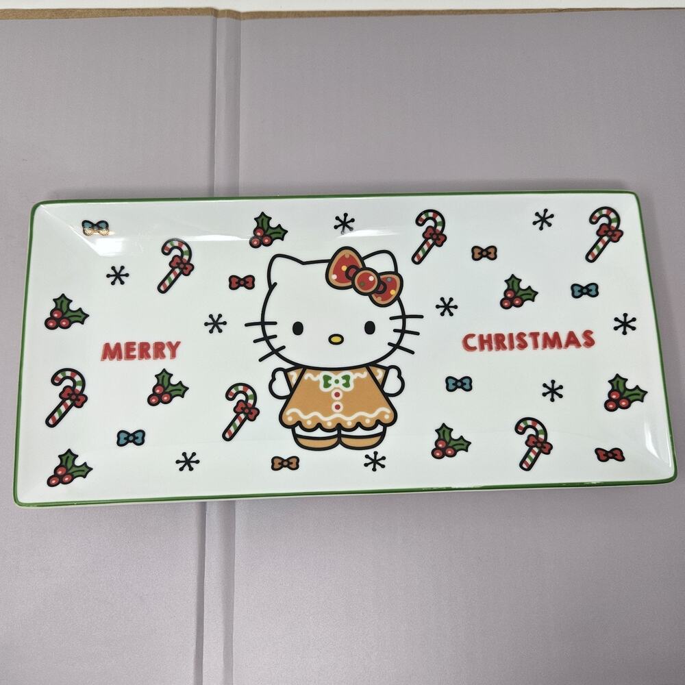 Hello Kitty Christmas Serving Plate Dish Platter Ceramic Gingerbread New 2023